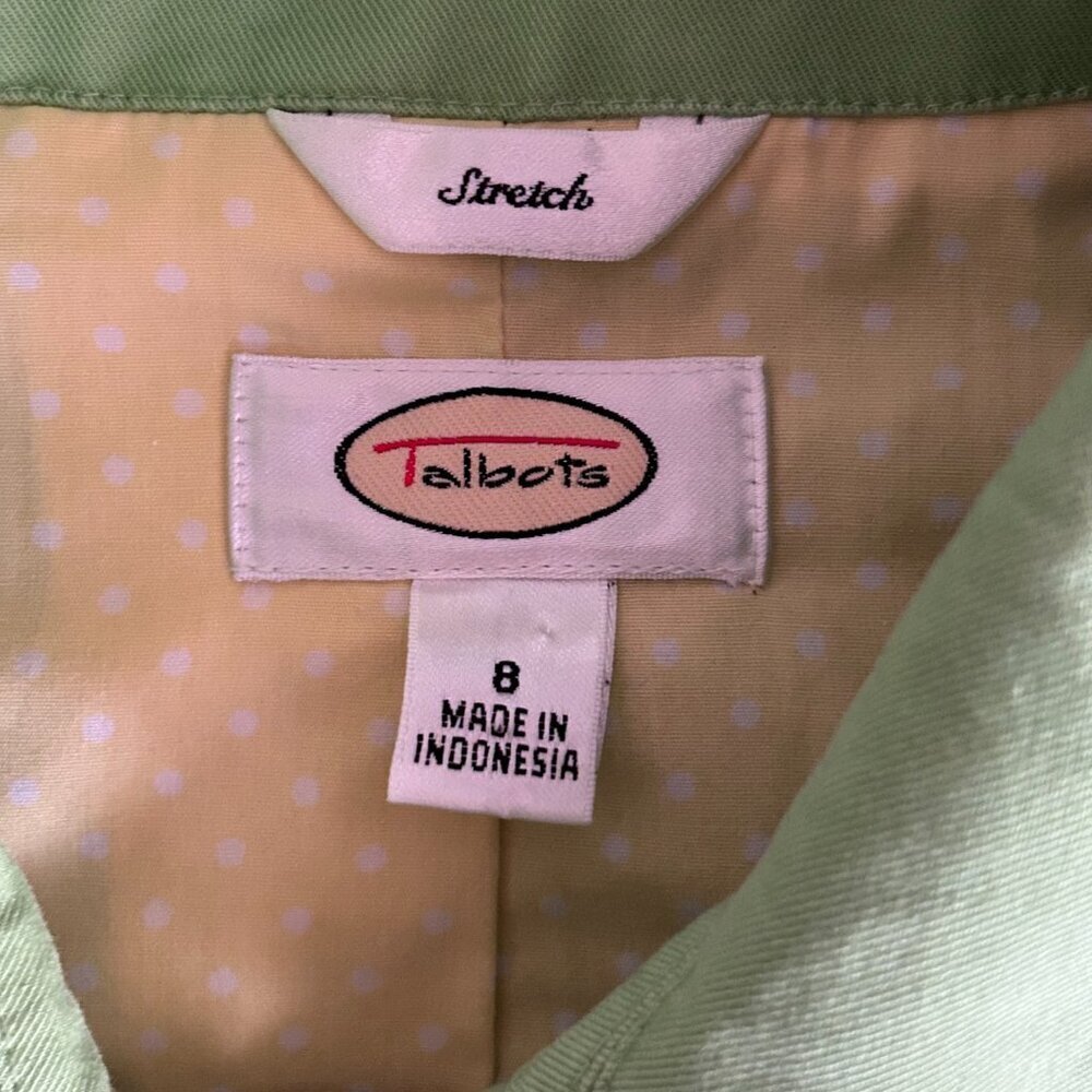 Talbots Stretch Pea Coat Jacket Size 8 Tie Waist Pistachio Size Medium - Picture 6 of 15